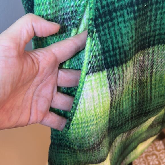 NEW Free People Woodstock green brushed plaid collared 3/4 zip poncho jacket - Picture 8 of 11